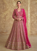 Rani Pink Embroidery Festive Anarkali Gown Dress