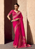 Rani Pink Crape Georgette Zari Saree