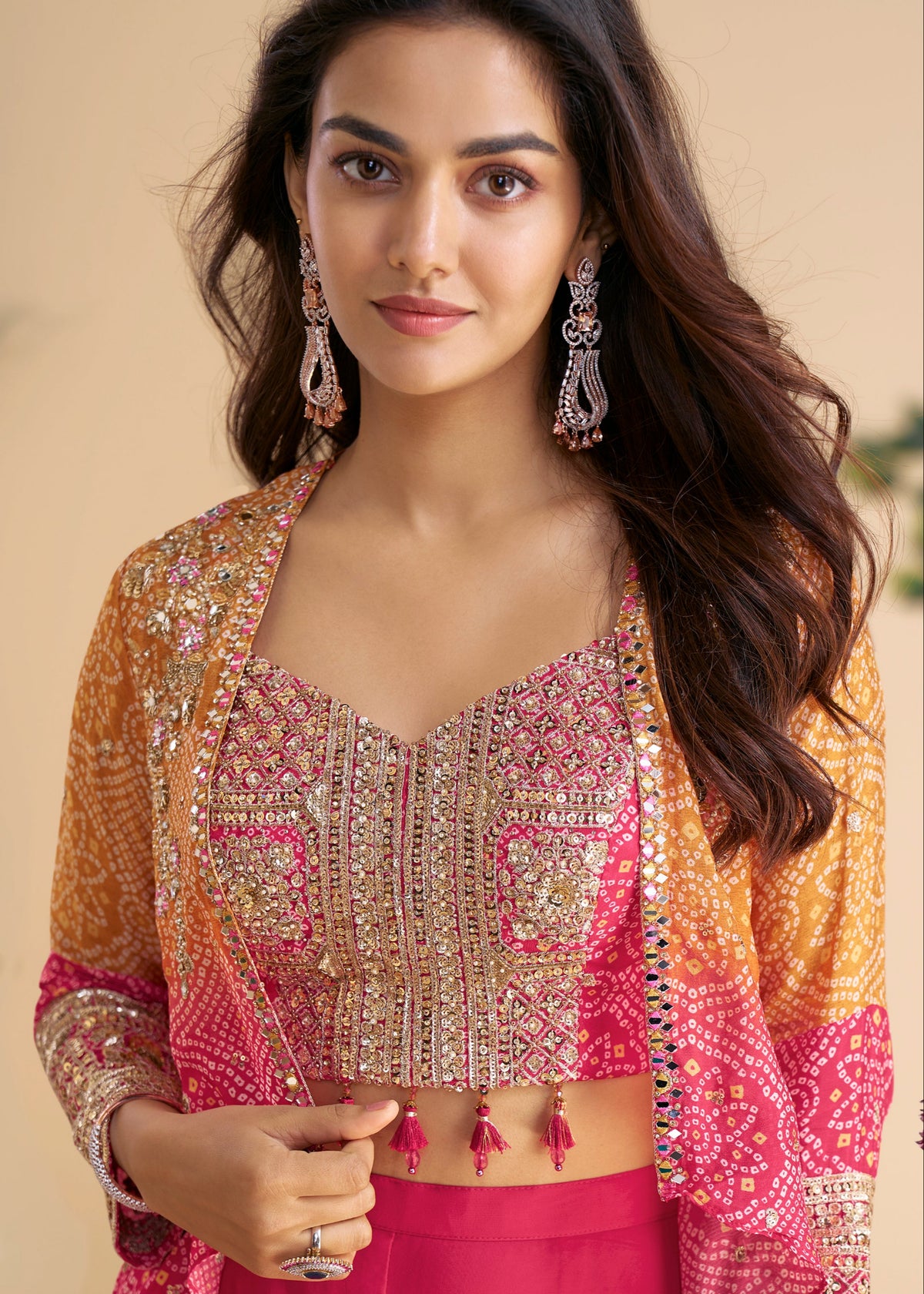 Buy Rani Pink Embroidered Jacket Style Palazzo Set