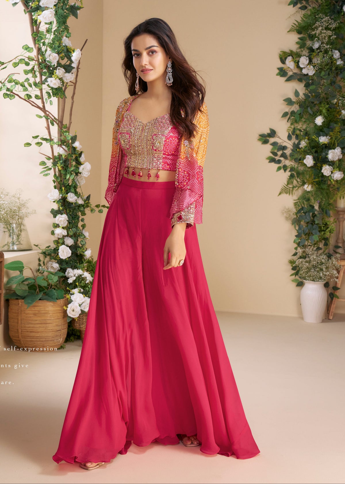 Buy Rani Pink Embroidered Jacket Style Palazzo Set