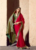  Red Crape Georgette Zari Saree