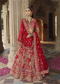 Red Grand Embroidered Bridal Silk Lehenga