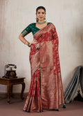 Red Zari Meenakari Traditional Saree