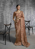 Rich Copper Tissue Zari Embroidered Saree