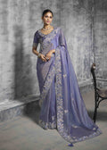 Royal Lavender Tissue Zari Embroidered Saree