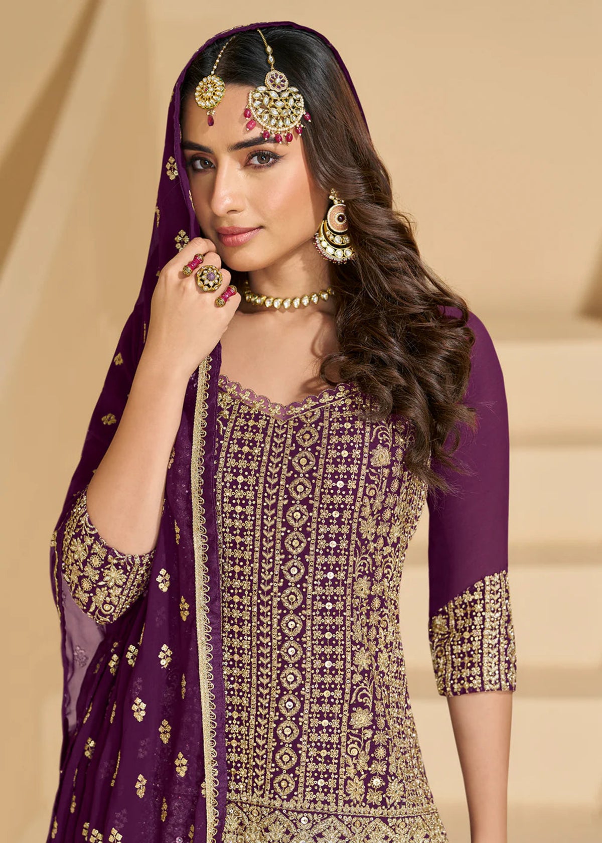 Buy Royal Purple Embroidered Lehenga Kurti