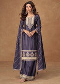 Buy Royal Purple Embroidered palazzo Suit