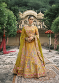Rust Orange Embroidered Silk Bridal Lehenga