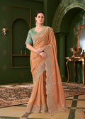 Saffron Georgette Silk Designer Saree