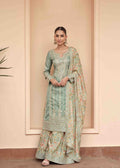 Sage Green Floral Printed Palazzo Suit