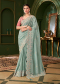 Sky Blue Georgette Silk Saree