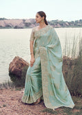 Sky Blue Jacquard Silk Saree
