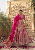 Soft Pink Elegant Zarkan Banarasi Silk Lehenga.