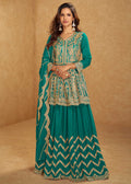 Buy Turquoise Embroidered Lehenga Suit