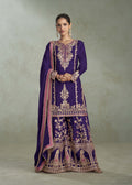 Violet Chinon Embroidered Palazzo Suit