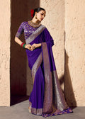 Violet Crape Georgette Zari Saree