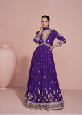 Violet Embroidered Georgette Gown