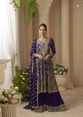 Violet Georgette Embroidered Zarkan Palazzo Suit