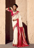 White Crape Georgette Zari Saree