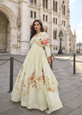 White Majestic Chinon Silk Embroidered Gown