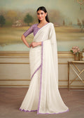 White Shining Georgette Silk Designer Saree