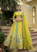 Yellow-Olive Silk Designer Lehenga