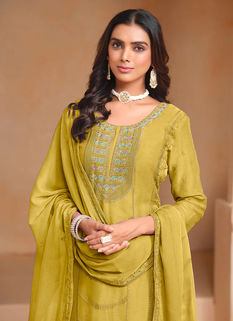 Yellow Multi Embroidery Salwar Kameez Suit