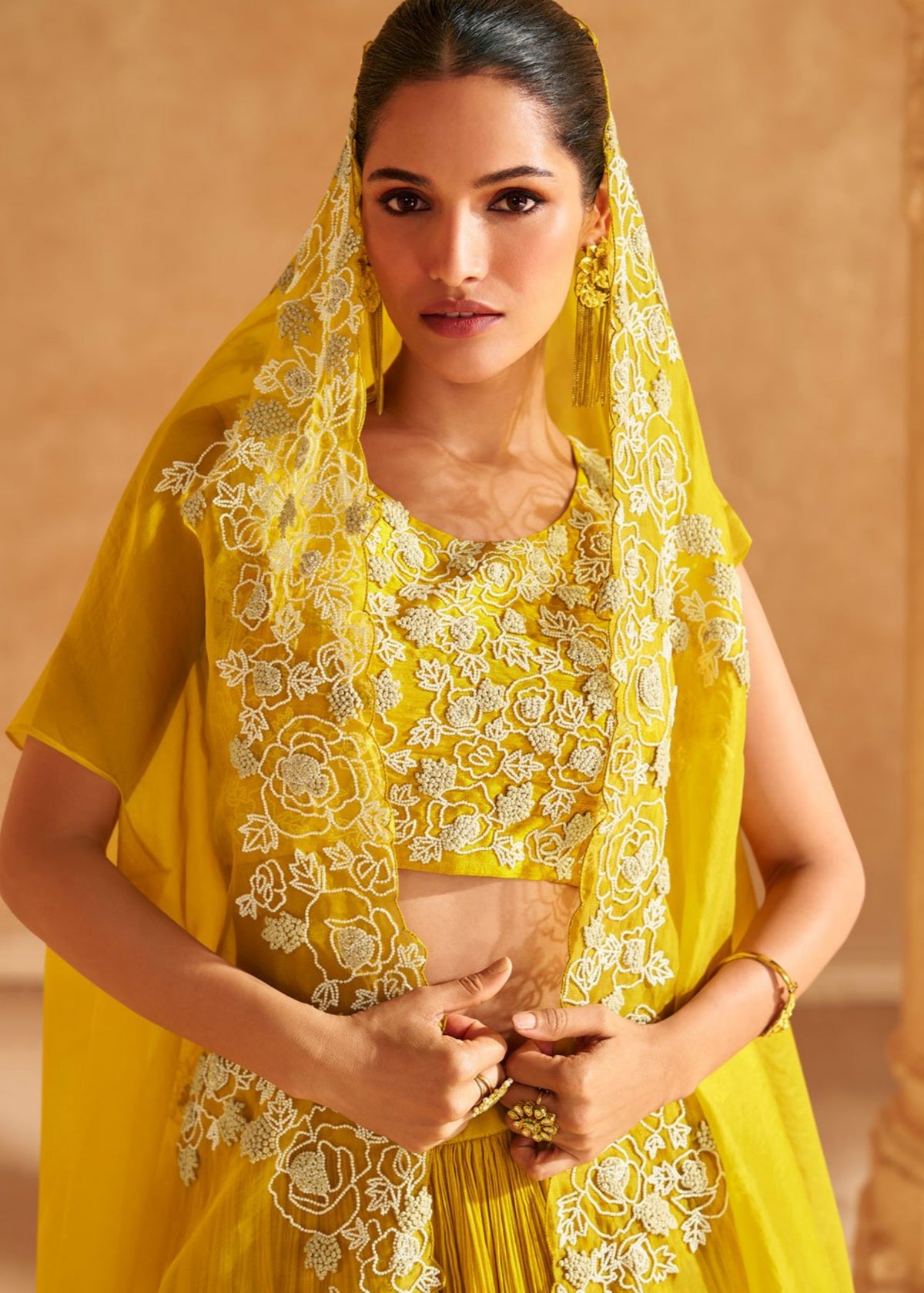 Yellow Cape Style Lehenga Choli