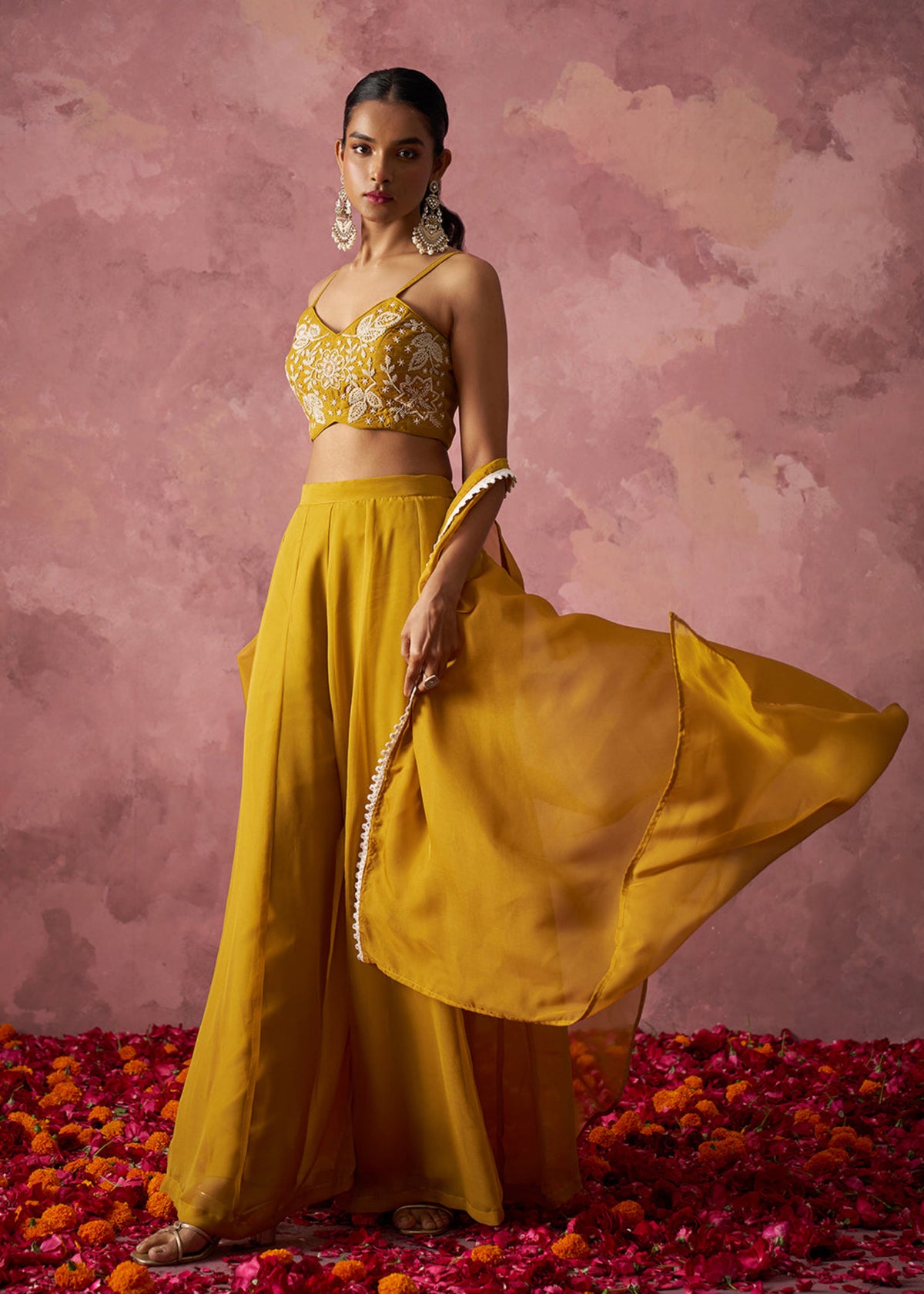 Buy Yellow Cape Style partywear Sharara suit