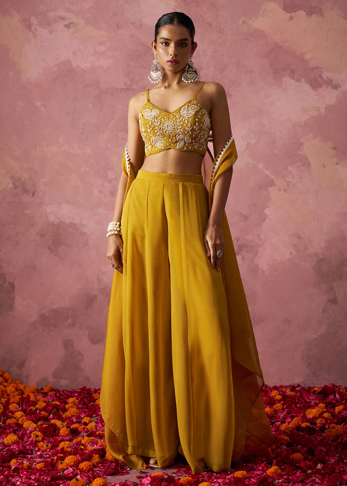 Buy Yellow Cape Style partywear Sharara suit