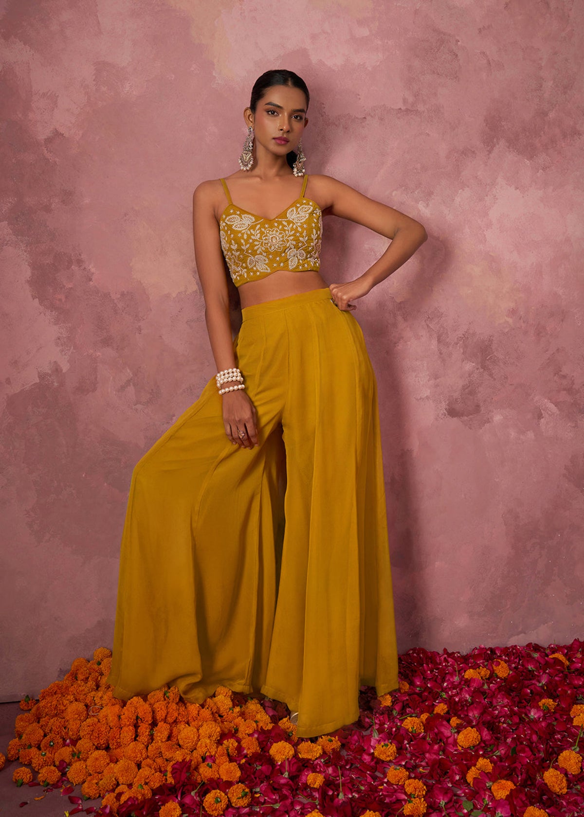 Buy Yellow Cape Style partywear Sharara suit