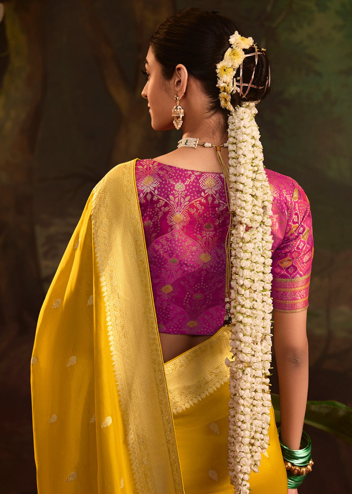 Buy Yellow Dola Silk Traditional Saree