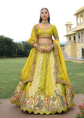 Yellow Embroidered Designer Bridal Lehenga