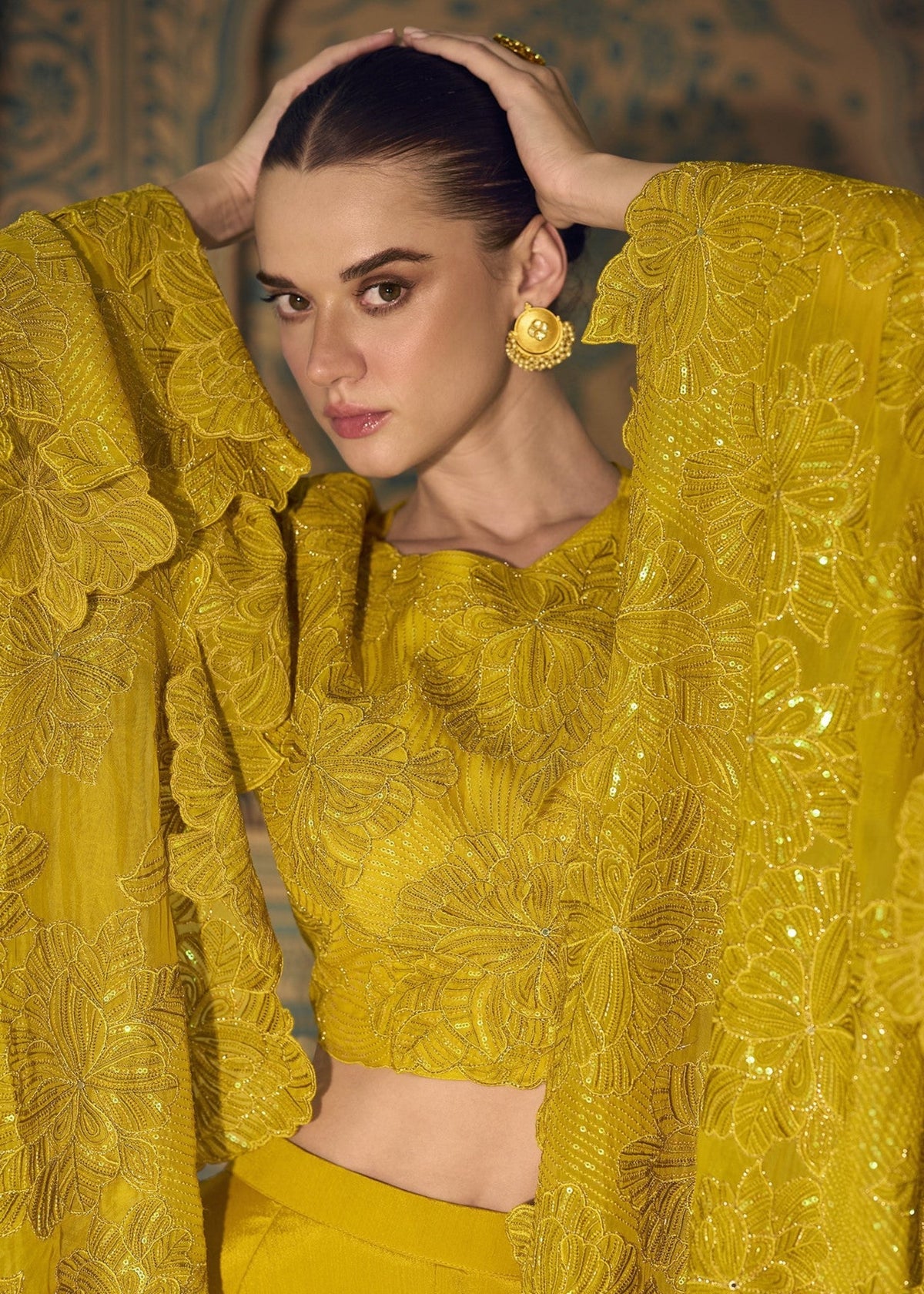 Yellow Embroidered Palazzo Set 