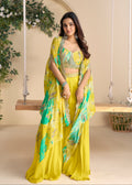 Buy Yellow Green Digital printed Cape Style Sharara Set