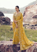 Yellow Jacquard Silk Saree