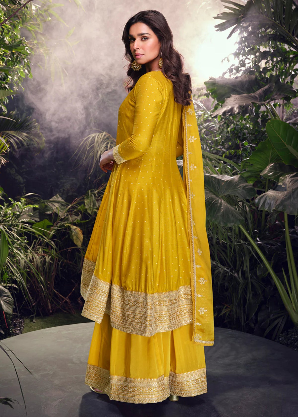 Yellow Silk Wedding Palazzo Suit