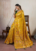 Yellow Zari Meenakari Traditional Saree
