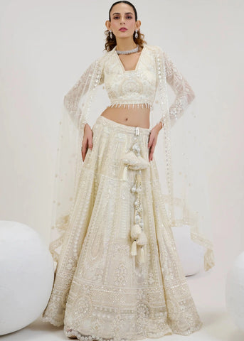 ivory net bridal lehenga 