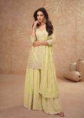Buy pastel yellow Embroidery Sharara Suit