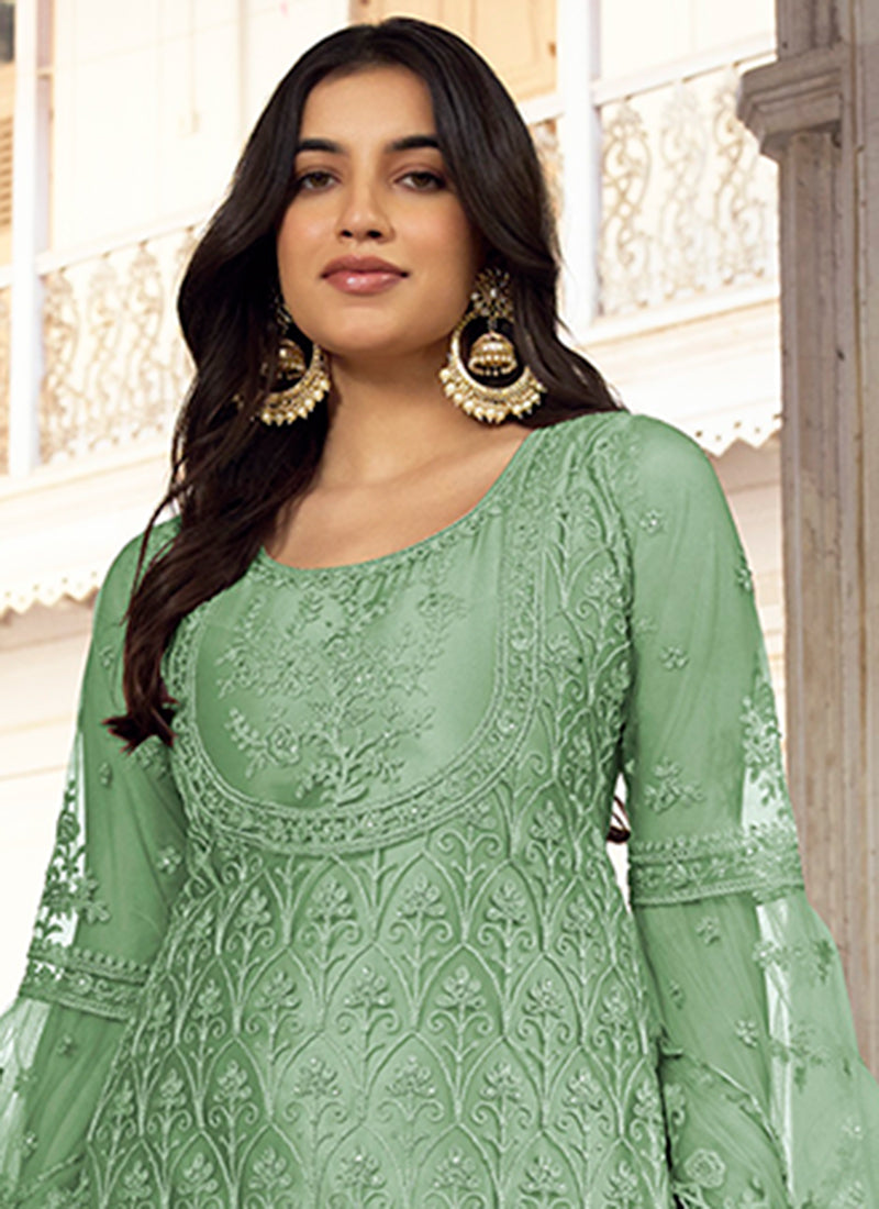 Light Green Embroidery Pakistani Pant Style Suit