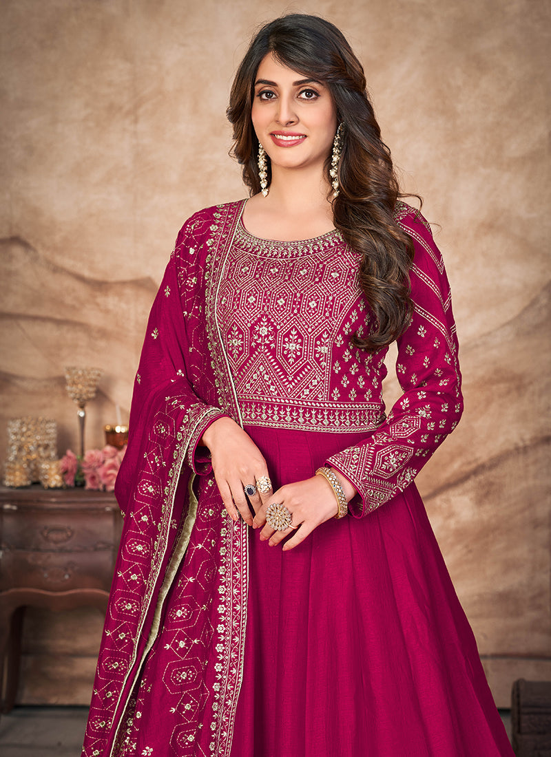 Pink Sequence Embroidered Silk Anarkali Suit