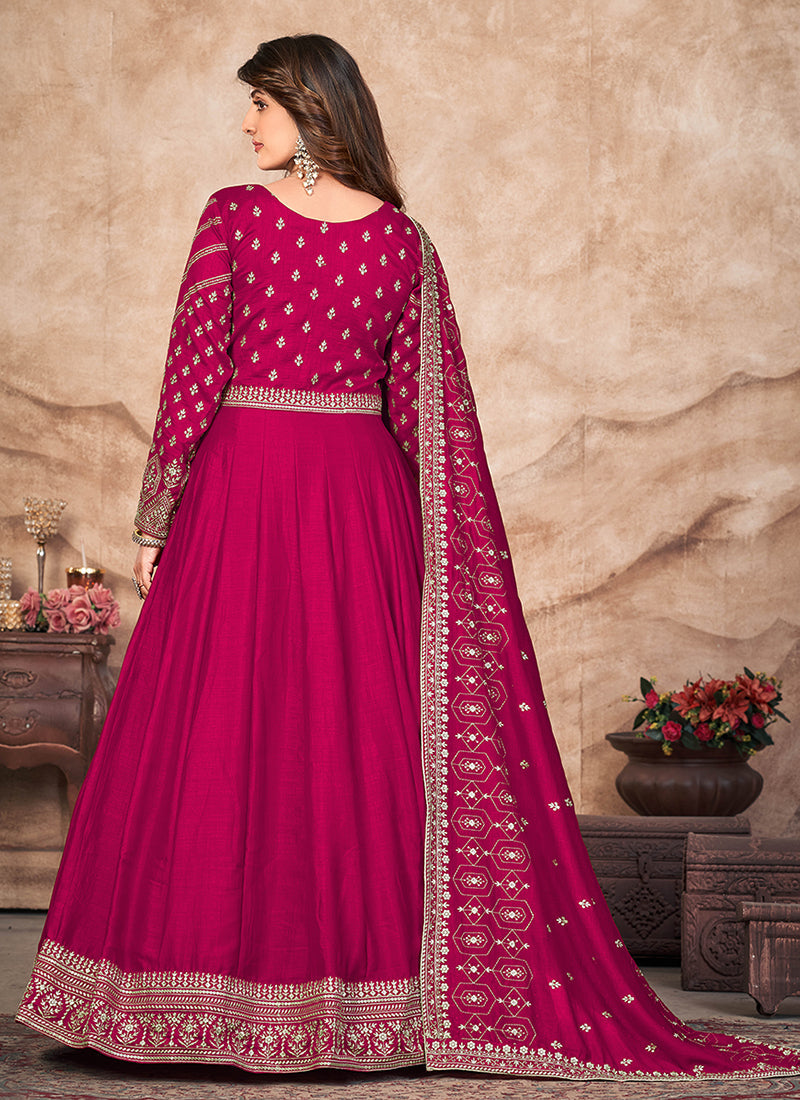 Pink Sequence Embroidered Silk Anarkali Suit