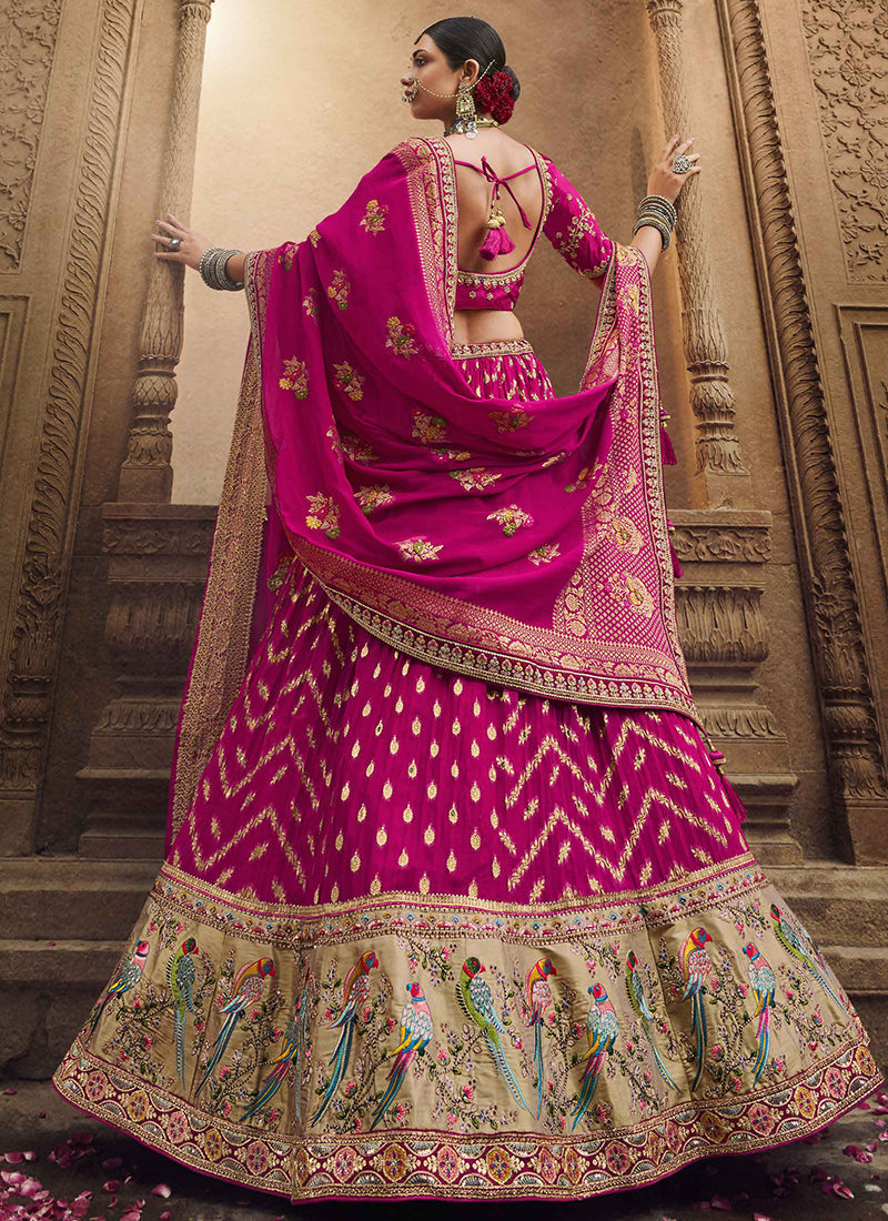 Hot Pink Embroidery Viscose Lehenga Choli