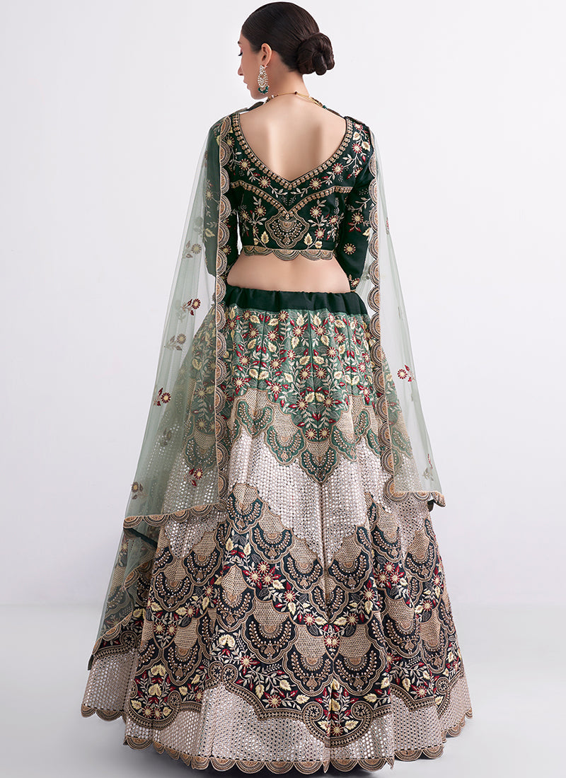 Green Ombré Zarkan Embroidery Wedding Lehenga Choli