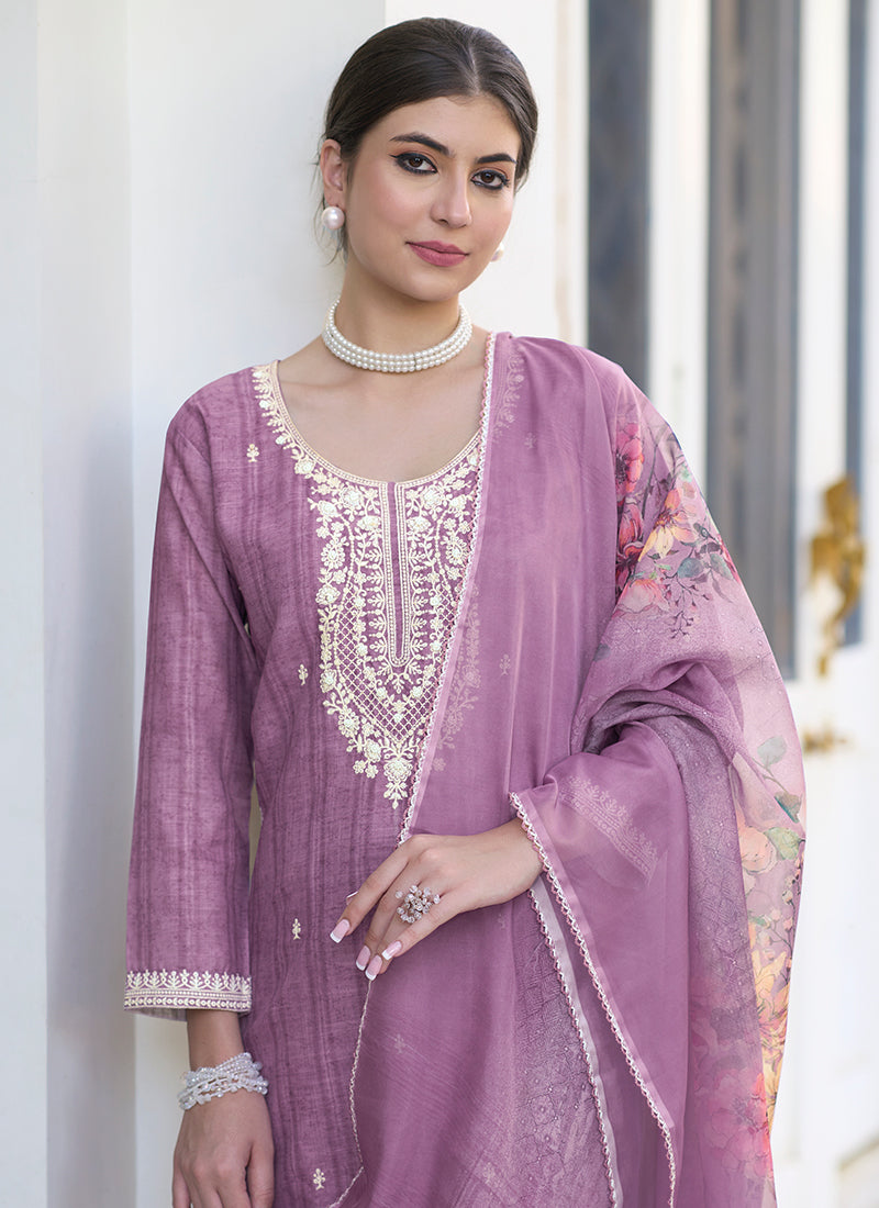 Purple Khatli Work Embroidery Traditional Salwar Kameez