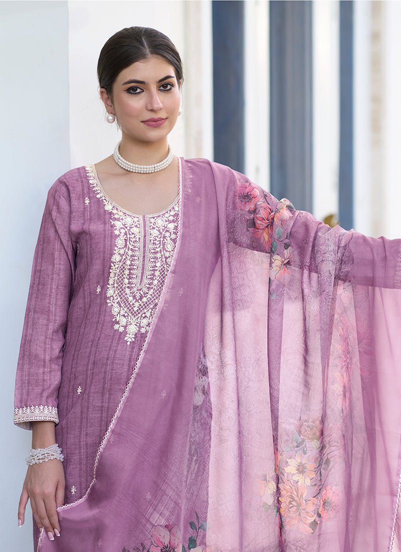 Purple Khatli Work Embroidery Traditional Salwar Kameez