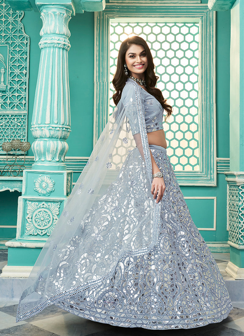 Blue Gota Patti Embroidery Festive Lehenga Choli