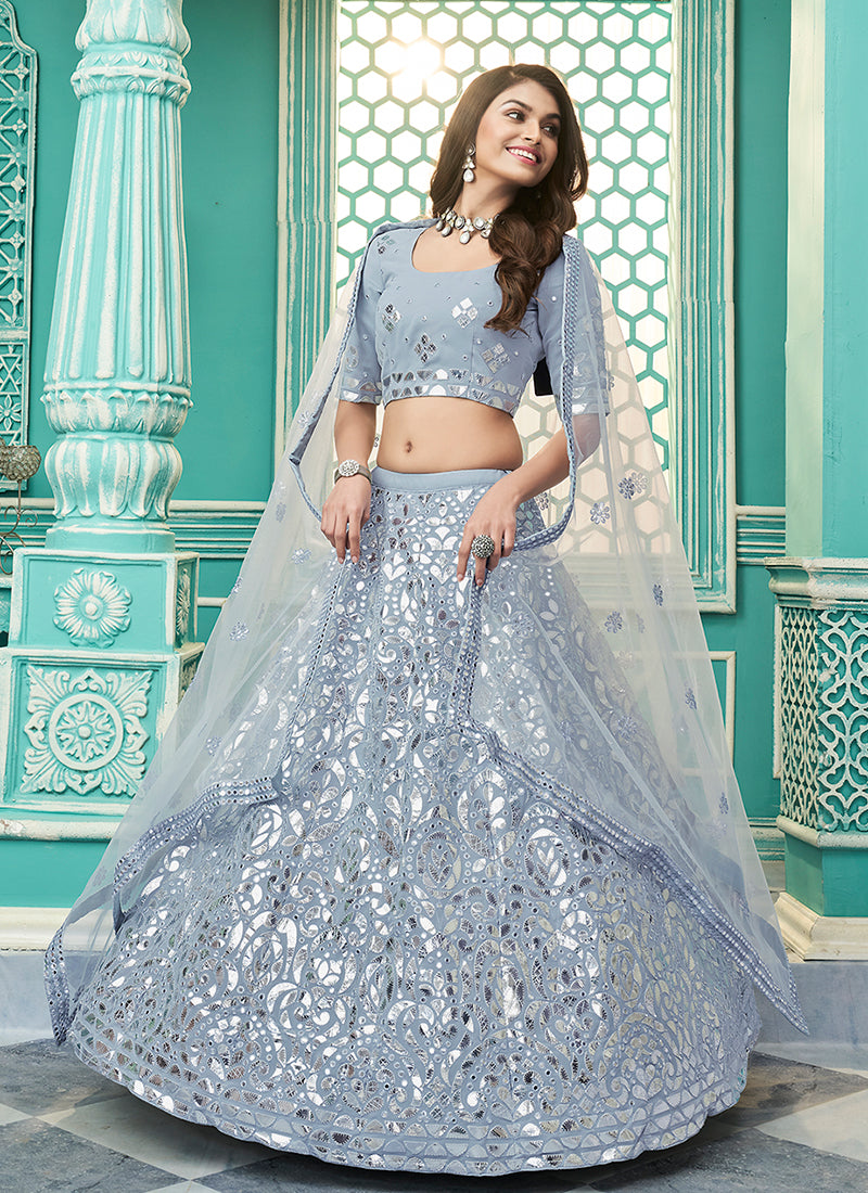 Blue Gota Patti Embroidery Festive Lehenga Choli