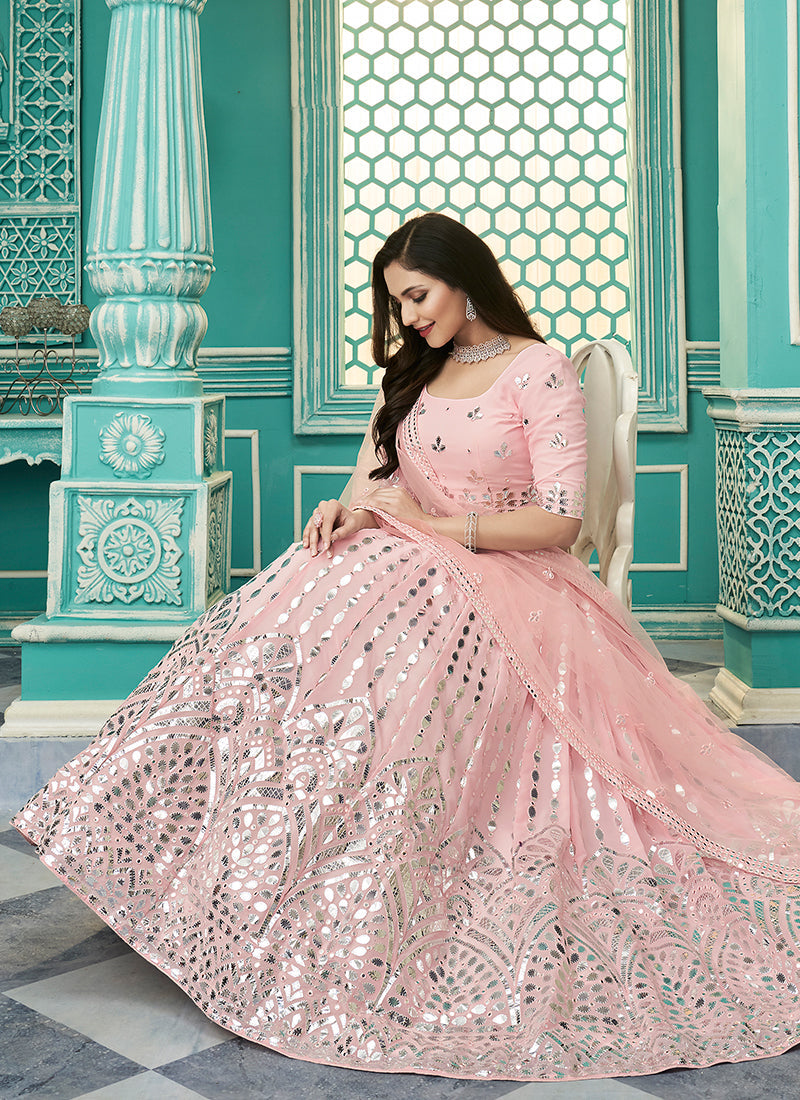 Pink Gota Patti Embroidery Festive Lehenga Choli